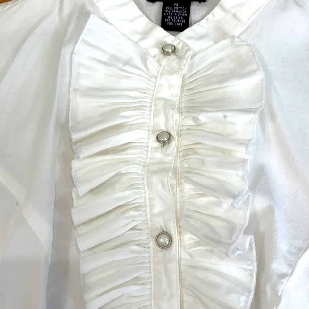 Ruffle Stretch Button Down - Picture 3 of 5